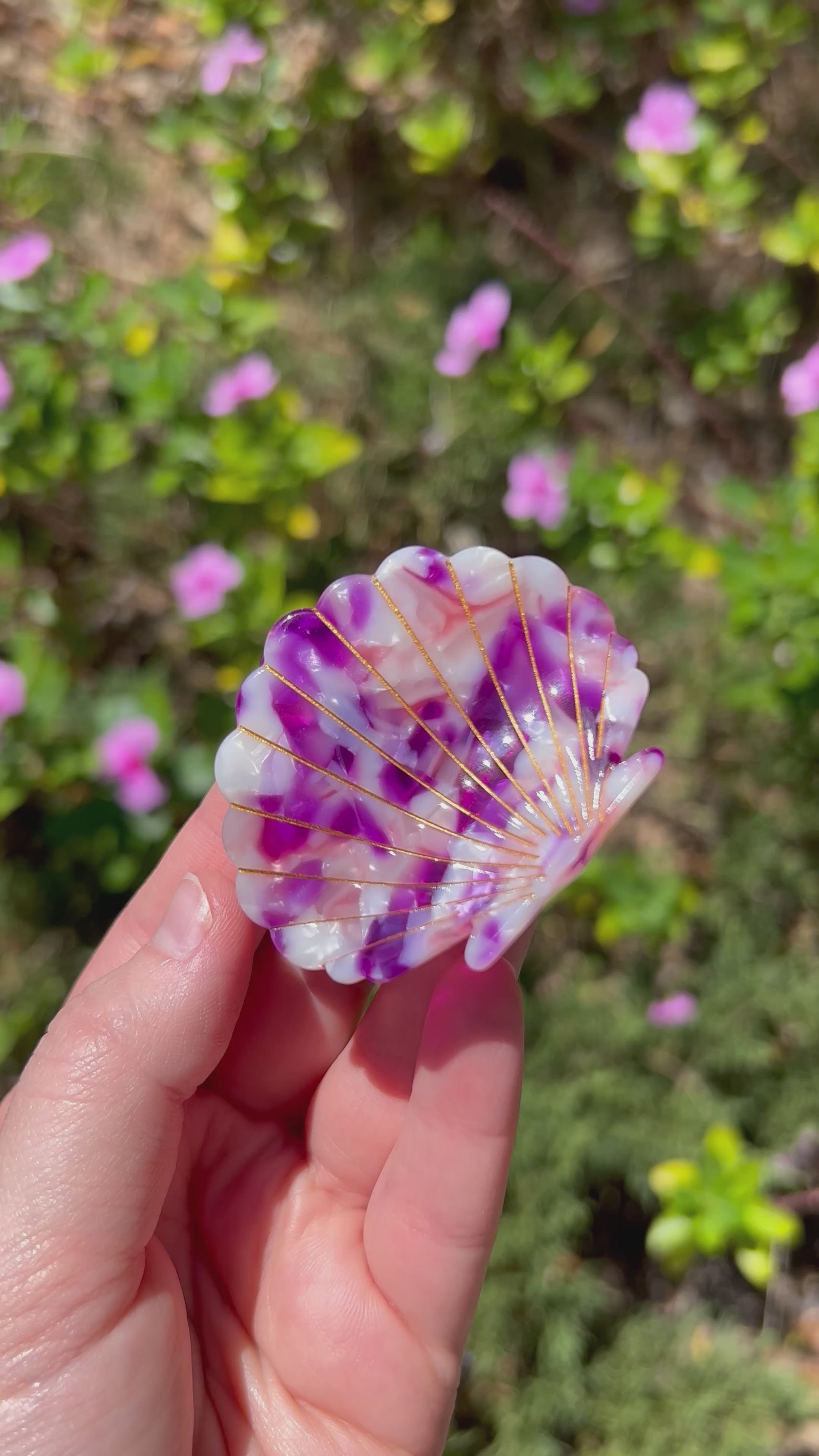 Seashell Claw Clip Purple Marbled Video