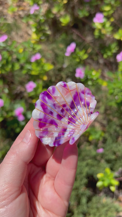 Seashell Claw Clip Purple Marbled Video